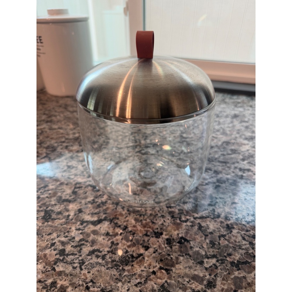 Nespresso Glass Coffee Pod Canister Jar with Stainless Steel Lid